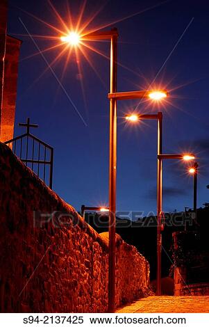 Street and lamps in Bustarviejo, Madrid, Spain. View Large Photo Image Stock Photography - Street and lamps in Bustarviejo, Madrid, Spain.. Fotosearch