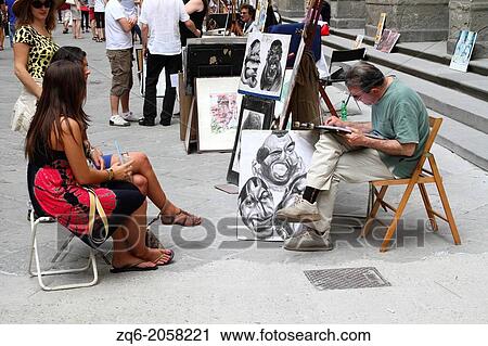 Street Artists in the old Town of Florence, Italy. View Large Photo Image Stock Image - Street Artists in the old Town of Florence, Italy.. Fotosearch