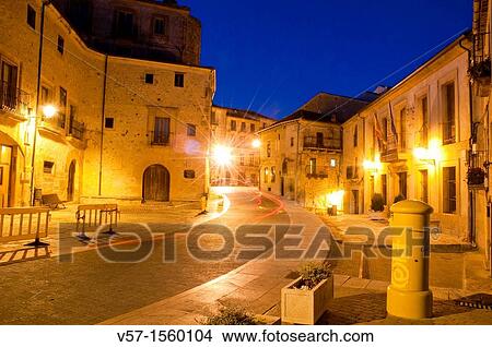 Street at night. Sepulveda, Segovia province, Castilla Leon, Spain. View Large Photo Image Picture - Street at night. Sepulveda, Segovia province, Castilla Leon, Spain.. Fotosearch