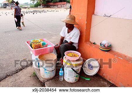 Street food stall, Yangon Rangoon, Myanmar, Burma, Asia. View Large Photo Image Picture - Street food stall, Yangon Rangoon, Myanmar, Burma, Asia.. Fotosearch