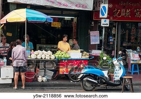 Street food vendors in Yaowalat Road, Chinatown, Bangkok. View Large Photo Image Stock Photograph - Street food vendors in Yaowalat Road, Chinatown, Bangkok.. Fotosearch