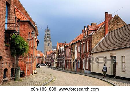Street in the old city, Bruges, Belgium View Large Photo Image Stock Photo - Street in the old city, Bruges, Belgium. Fotosearch