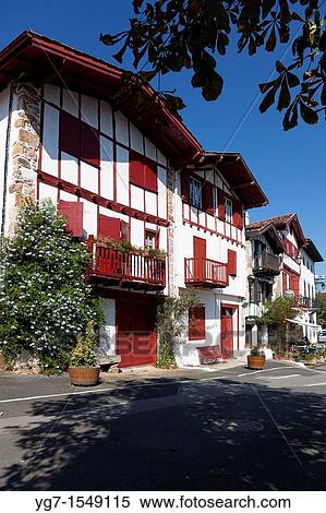 Street of Ainhoa, Pirenees Atlantiques, Aquitaine, France View Large Photo Image Stock Photography - Street of Ainhoa, Pirenees Atlantiques, Aquitaine, France. Fotosearch