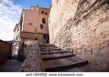 Stock Photograph - Street of Cuenca, Castile-La Mancha, Spain.. Fotosearch