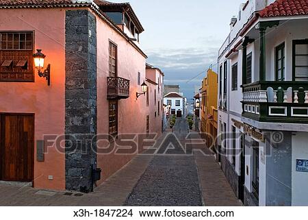 Picture - street of Garachico, village on the North coast, Tenerife, Canary Islands, Atlantic Ocean. Fotosearch