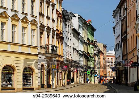 Street of Horni square in Olomouc, Moravia, Czech Republic. View Large Photo Image Stock Image - Street of Horni square in Olomouc, Moravia, Czech Republic.. Fotosearch