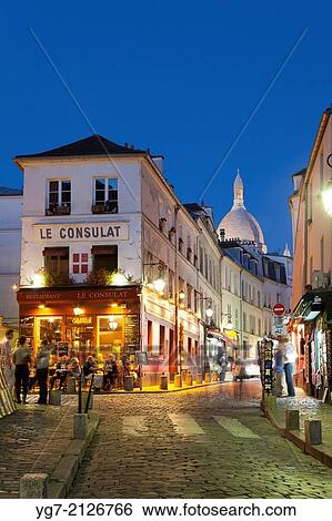 Stock Photograph - Street of Montmartre, Paris, Ile-de-france, France.. Fotosearch