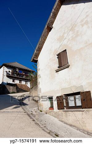 Stock Image - Street of Orbaitzeta, Navarra, Spain. Fotosearch
