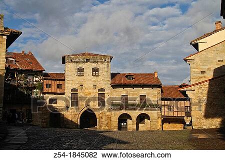 Stock Image - Street of the village of Santillana del Mar, Cantabria, Spain. Fotosearch