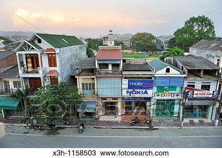 Stock Image - street of Tuyen Quang, northern vietnam, southeast asia. Fotosearch