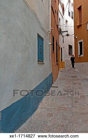 Stock Photo - street, old town, Badalona, Catalonia, Spain. Fotosearch
