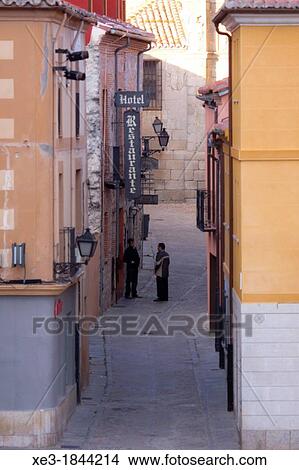 Street scene, Avila, Spain. View Large Photo Image Picture - Street scene, Avila, Spain.. Fotosearch