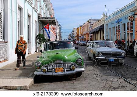 Stock Photo - Street scene. Cienfuegos. Cuba.. Fotosearch