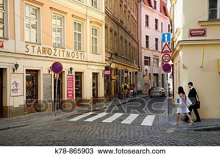 Street scene in Stare Mesto, Prague, Czech Republic View Large Photo Image Stock Image - Street scene in Stare Mesto, Prague, Czech Republic. Fotosearch