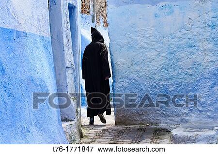 street scene in the atmospheric blue town of Chefchaouen, Morocco View Large Photo Image Stock Photo - street scene in the atmospheric blue town of Chefchaouen, Morocco. Fotosearch