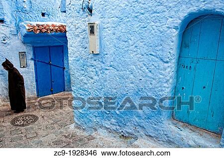 Street scene in the blue medina of Chefchaouen, Rif region, Morocco View Large Photo Image Stock Photograph - Street scene in the blue medina of Chefchaouen, Rif region, Morocco. Fotosearch