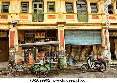 Stock Image - street scene in the UNESCO World Heritage zone of Georgetown in Penang, Malaysia.. Fotosearch