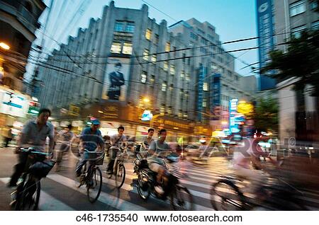 Stock Image - Street scene, Nanjing Road, Shanghai, China.. Fotosearch