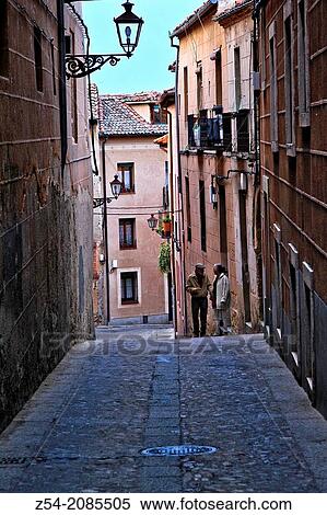 Stock Photography - Street scene Segovia, Castile and Leon, Spain.. Fotosearch