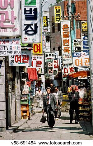 Street scene, Seoul. South Korea View Large Photo Image Picture - Street scene, Seoul. South Korea. Fotosearch