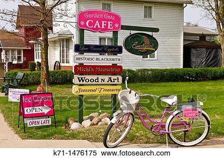 Street signs in the downtown business district of Shipshewana, Indiana, USA, America. View Large Photo Image Stock Photography - Street signs in the downtown business district of Shipshewana, Indiana, USA, America.. Fotosearch
