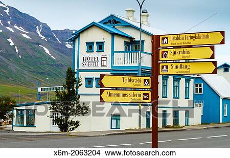 Picture - Street view. Seydisfjordur. Iceland, Europe.. Fotosearch