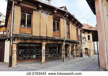 Street with arcades, Aguilar de Campoo, Palencia, Spain View Large Photo Image Stock Image - Street with arcades, Aguilar de Campoo, Palencia, Spain. Fotosearch