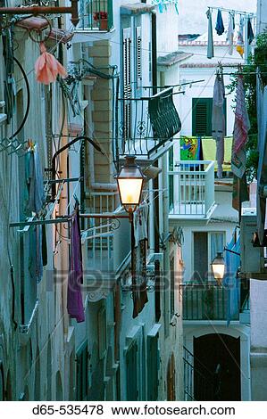 Stock Photo - Streetlights Old Town, Vieste. Promontorio del Gargano, Puglia, Italy. Fotosearch