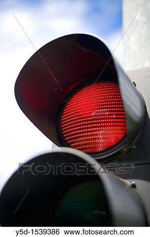 Stock Photograph - streetlights, red light, traffic. Fotosearch
