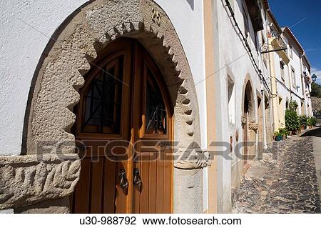 Stock Image - Streets and houses in the jewish quarter of the Historic Village of Castelo de Vide, in Alentejo Portalegre District Portugal. Fotosearch