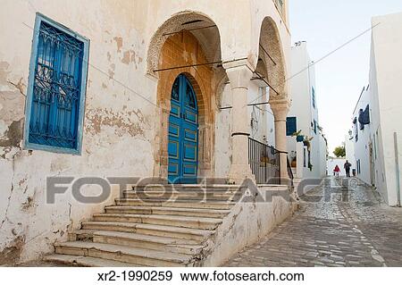 Streets of Sidi Bou Said, Tunisia. View Large Photo Image Stock Photo - Streets of Sidi Bou Said, Tunisia.. Fotosearch