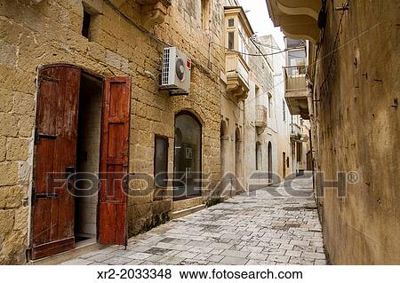 Streets of Victoria, Gozo island, Malta. View Large Photo Image Stock Photo - Streets of Victoria, Gozo island, Malta.. Fotosearch