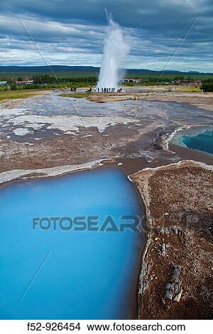 Strokkur geyser, Geysir area, Iceland View Large Photo Image Picture - Strokkur geyser, Geysir area, Iceland. Fotosearch