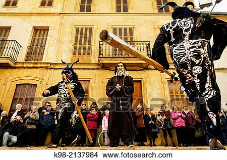 struggles and temptations of demons to san antonio for the blessing of the animals in Sant Antoni, pattern pets, Llucmajor, Mallorca, Balearic Islands, Spain. View Large Photo Image Picture - struggles and temptations of demons to san antonio for the blessing of the animals in Sant Antoni, pattern pets, Llucmajor, Mallorca, Balearic Islands, Spain.. Fotosearch