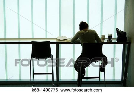 Stock Photograph - student studies at Langara College, Vancouver, BC, Canada. Fotosearch
