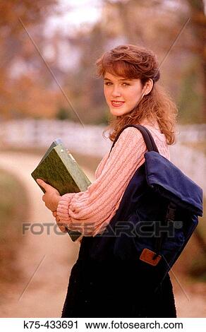 Stock Image - Student with backpack. Fotosearch