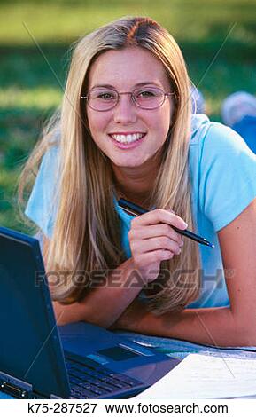 Stock Photo - student with laptop. Fotosearch