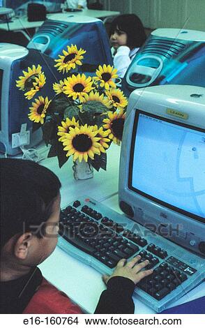 Picture - Student working on computer. Fotosearch