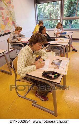 Picture - Students in a classroom.. Fotosearch