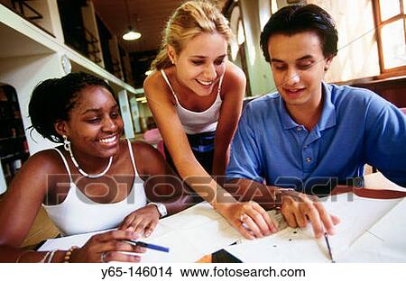Picture - Students in library. Fotosearch