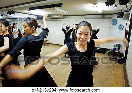 Students of flamenco dance. In the study of Kayoko nakata. Tokyo, Japan. View Large Photo Image Picture - Students of flamenco dance. In the study of Kayoko nakata. Tokyo, Japan.. Fotosearch