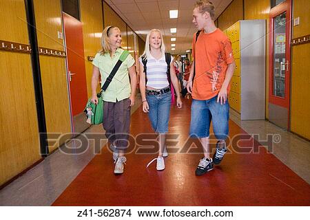 Students walking in the hallway. View Large Photo Image Picture - Students walking in the hallway.. Fotosearch