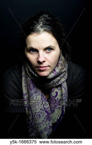 Studio-portrait of a young woman with shawl and blue eyes View Large Photo Image Stock Photography - Studio-portrait of a young woman with shawl and blue eyes. Fotosearch