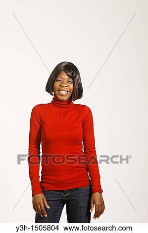 Studio shot of black woman, laughing View Large Photo Image Picture - Studio shot of black woman, laughing. Fotosearch