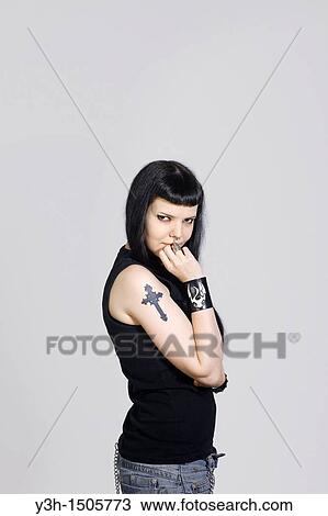 Studio shot of gothic teen girl View Large Photo Image Stock Image - Studio shot of gothic teen girl. Fotosearch