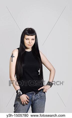 Studio shot of gothic teen girl View Large Photo Image Stock Image - Studio shot of gothic teen girl. Fotosearch