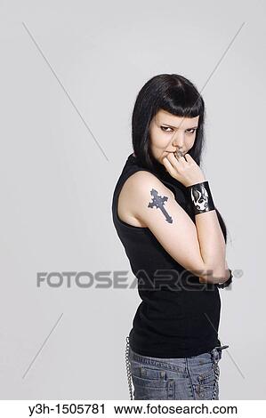 Studio shot of gothic teen girl View Large Photo Image Stock Image - Studio shot of gothic teen girl. Fotosearch