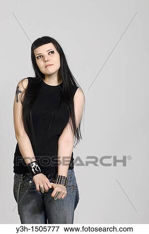 Studio shot of gothic teen girl View Large Photo Image Stock Photo - Studio shot of gothic teen girl. Fotosearch