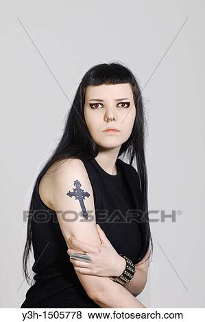 Studio shot of gothic teen girl View Large Photo Image Stock Photo - Studio shot of gothic teen girl. Fotosearch