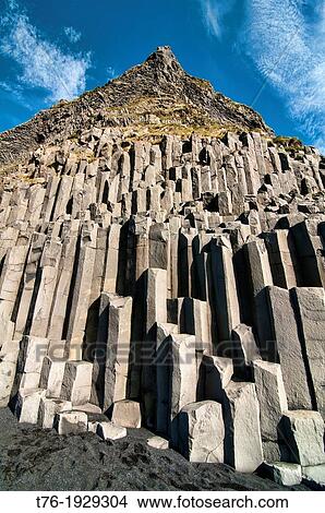Studlaberg basalt columns on Reynisfjara black sand beach near Vik, southern Iceland View Large Photo Image Picture - Studlaberg basalt columns on Reynisfjara black sand beach near Vik, southern Iceland. Fotosearch